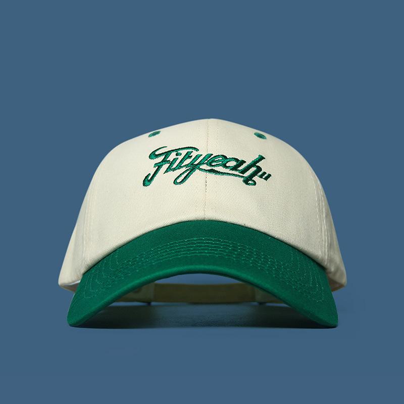 

Retro design sense niche baseball cap men and women summer embroidery color matching wide brim cap showing small face Adjustable зелёный