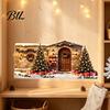 Christmas Theme Stickers Snow House Wall Sticker, Removable Self-Adhesive PVC Decals Scene Decal, Waterproof Decorative Decal for Holiday
