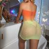 Sex clothes orange yellow gradual change color shoulder strap princess hip net skirt suspender net coat