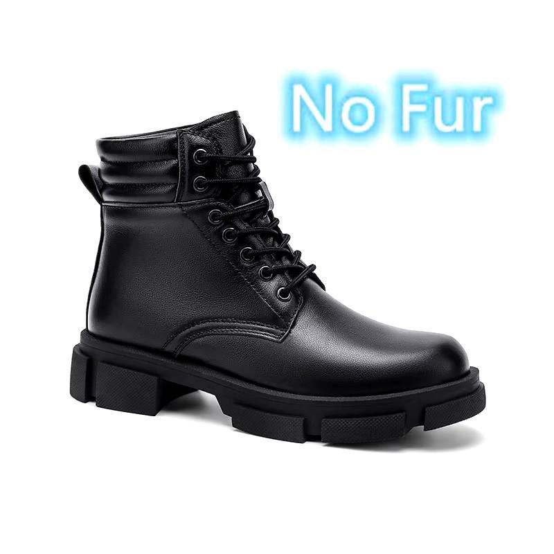 

Men s Shoes Fashion Male Genuine Leather Ankle Boots Thick Bottom Man Motorcycle Boots Plush Snow Mens High Top Walking Shoes 38
