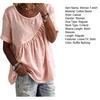 Damen-T-Shirt mit Rundhalsausschnitt, kurzen Ärmeln und Rüscheneinsatz, einfarbig, locker geschnitten, lässiges Sommertop