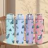 1PC Multiple Blue Flying Butterfly Pattern 750ml Color Plastic Sports Water Bottle Leakproof Flip Straw Lid Suitable for Sports Office Home Use