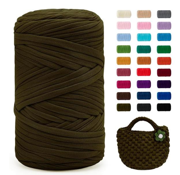 Chunky Large Roll 400g T-shirt Yarn for DIY Knitting, Crochet, Bags & Floor Mats