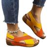 Women's Platform Color Block Gladiator Sandals Chunky Sole Velcro Open Toe Beach Slides