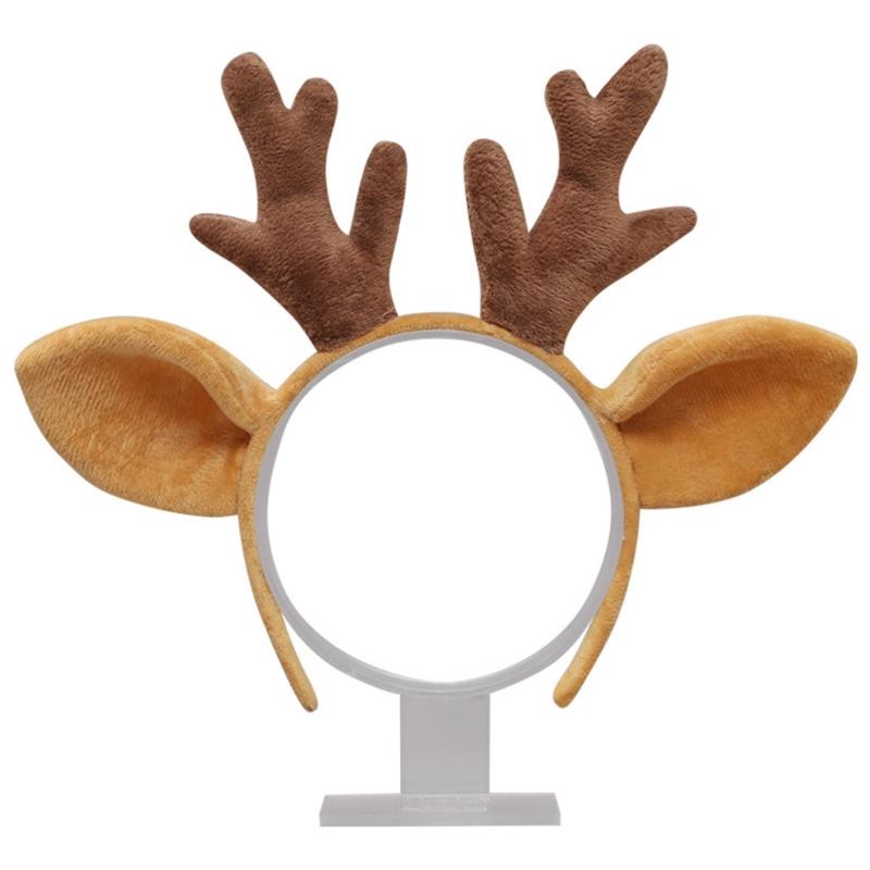 Cute Animal Deer Ears Headband Plush Antler Hair Hoop Novelty Party Headdress Fawn Horn Christmas Party Accessories