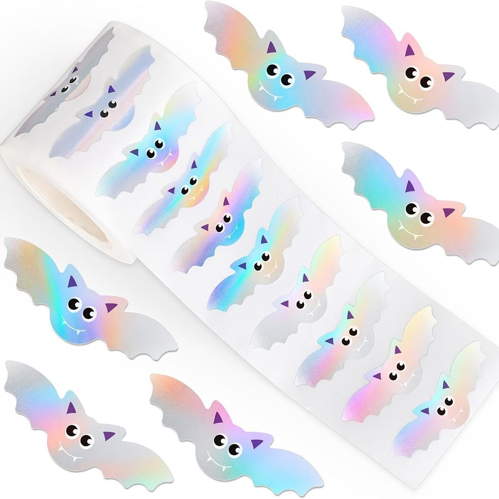 Cute Cartoon Bat-Shaped Stickers in Orange Glitter, Perfect for Halloween Party Envelopes, Scrapbooking Decorations, and Packaging Labels