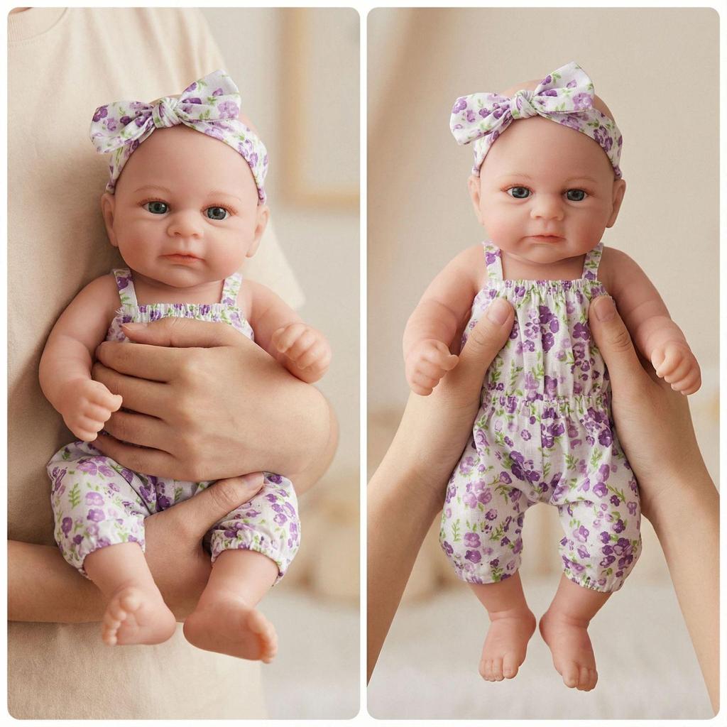 12" Purple Floral Romper Q-Elastic Elijah Reborn Silicone Doll - Perfect Child's Christmas Gift