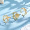 3pcs Bohemian Golden Ocean Style Ring Set Adjustable, Shell Starfish Designs Open Rings Set Women Travel Beach Ring Zircon