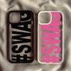 Creative Pink Letters SWAG Phone Case For iPhone 17 16 Pro 15 14 13 12 11 XR XS Max 7 8Plus Simple Shockproof Clear Hard Cover