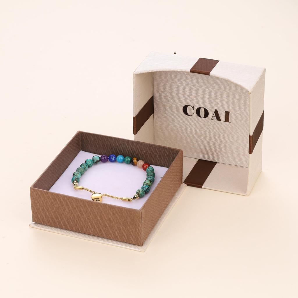 African Turquoise Chakra Prayer Beads Power Stone Bracelet for Women [KOAI] Seven-Color