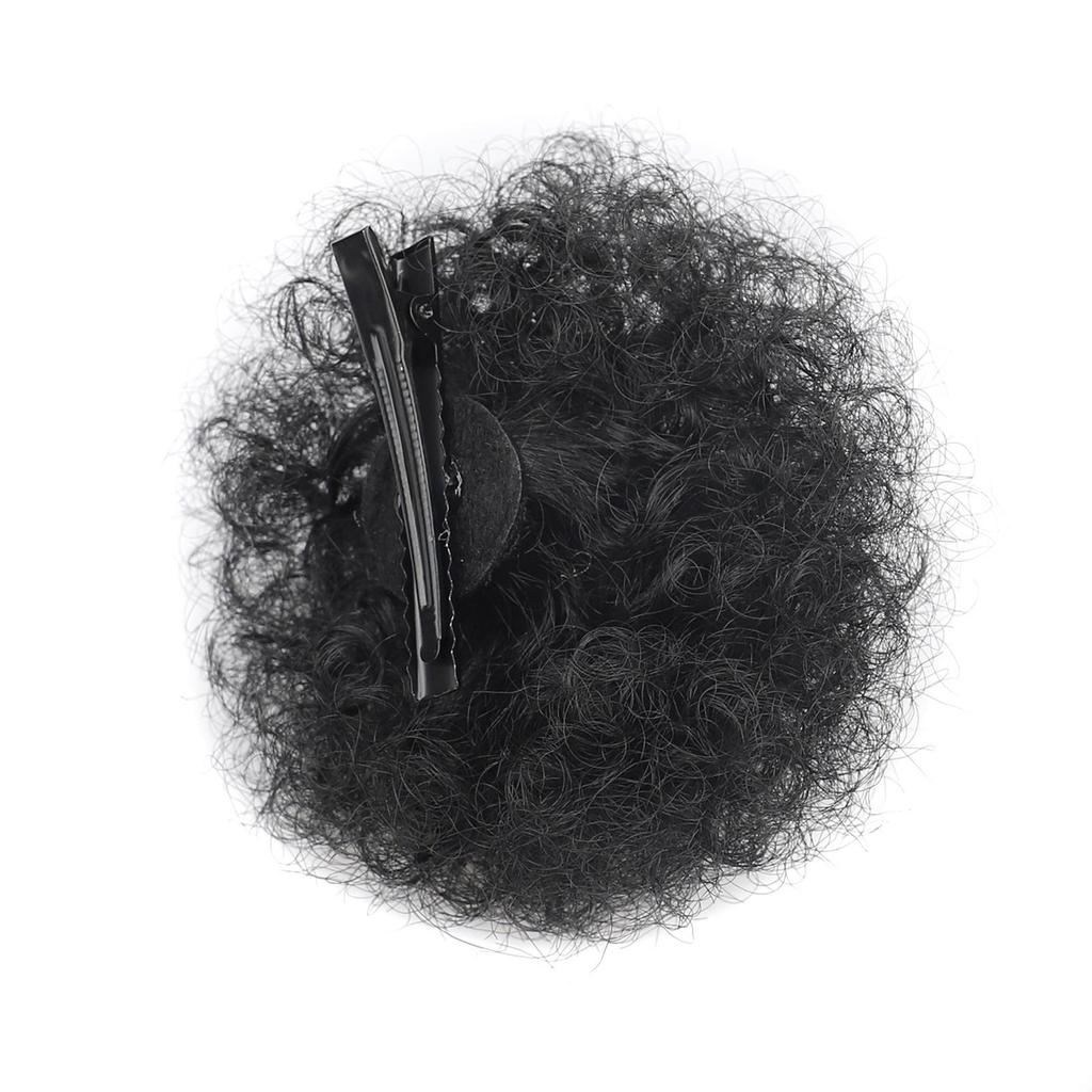 2 PIECES Afro Puffs Natural Black Hair Bun For Kids Curly Chignon Hairpiece Natural Soft ,Clip On Hair Durable For Repeated Use