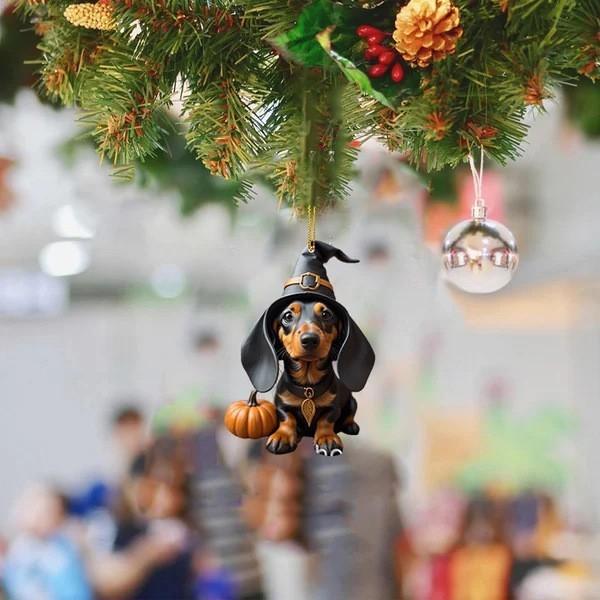 Adorable Pumpkin Sausage Dog Car Hanging Decor For Charming Vehicle Interior