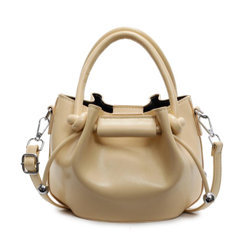 

Популярная горячо продаваемая корейская версия простой плиссированной маленькой свежей портативной сумки-ведра с текстурой масляного воска, сумка-мессенджер для通勤 для женщин жёлтый