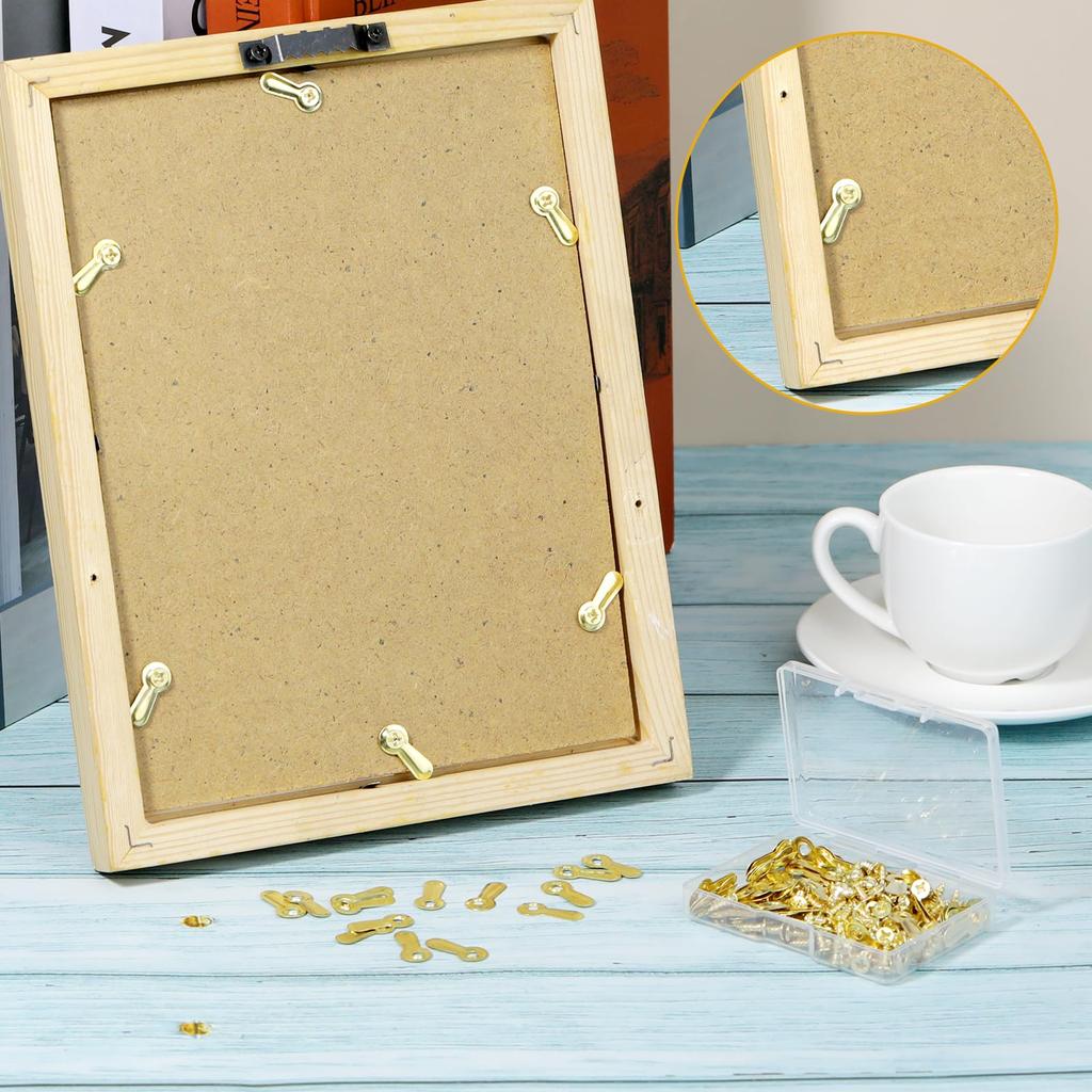 100PC Frame Picture Turn Button Fasteners Set Gold Hardware Backing Clips Picture Frame Backing Clips