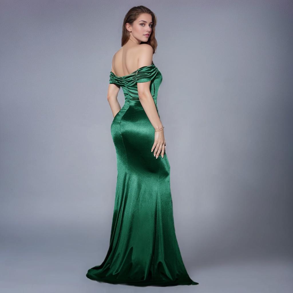 Elegant Satin Strapless High Waist Slit Fishtail Gown