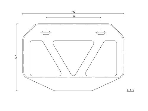 Rise Twill Dry Carbon Fiber Number Plate Frame, Medium, for 50cc-125cc Mopeds, Mountain-Shaped License Plate Holder