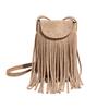 2025 autumn retro matte suede fringed mobile phone bag women's fashion trendy temperament suede single shoulder messenger bag
