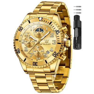 Men's Watch G2926GG-GG Gold Analog Quartz Waterproof Date Business Stylish Chronograph