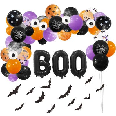 Halloween Themed Balloon Chain Easy Decoration Bat 3D Sticker Home Door Decoration Set
