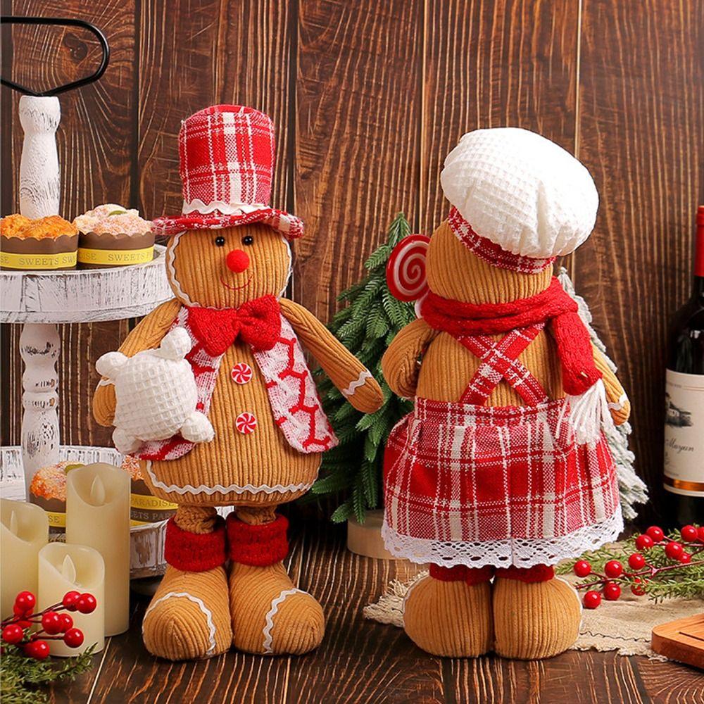 Large Gingerbread Man Retractable Doll Cute Merry Christmas Decoration  New Year Supplies