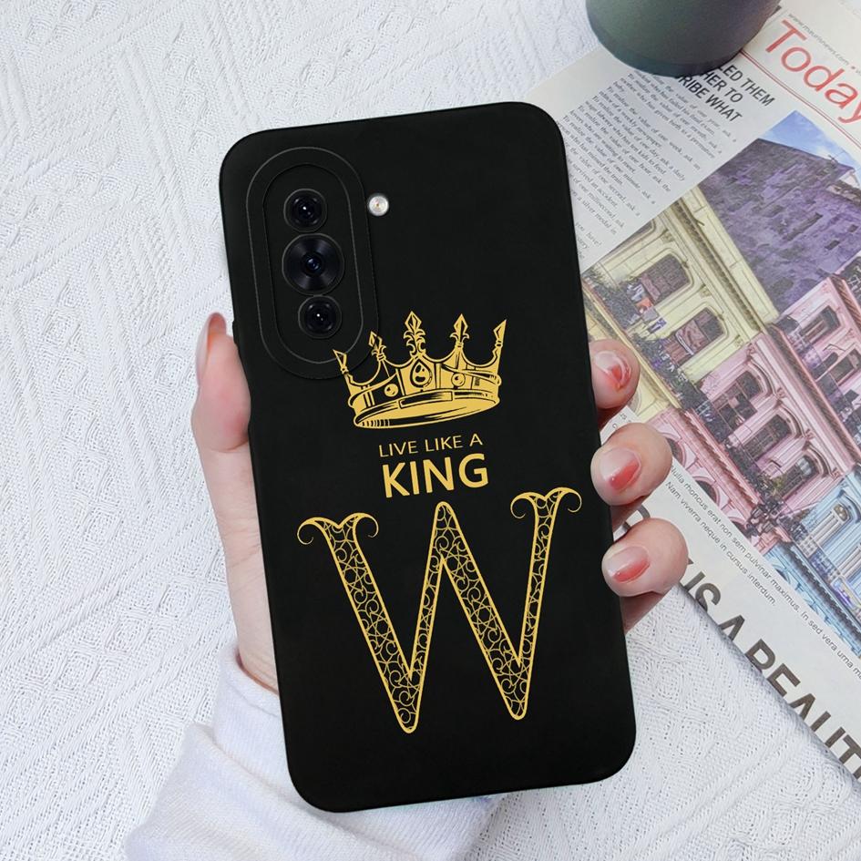 Case For Huawei Nova 7 8 9 10 Pro SE 11 Pro 5T 4E 7i 8i Soft Liquid Silicone Matte Shockproof Protective Cover Luxury Crown Letters For Huawei Bumper