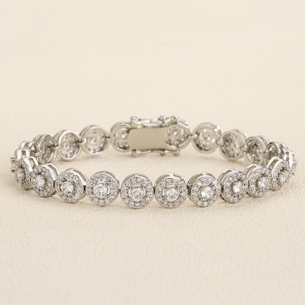 ZAKOL European And American Fashion Round AAA Zircon Bracelet Bangles Unisex Punk Style Hip-hop Jewelry