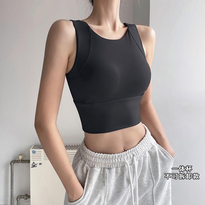 Women's Navy Blue Sports Bra Crop Top High Support Integrated Pad Yoga Activewear