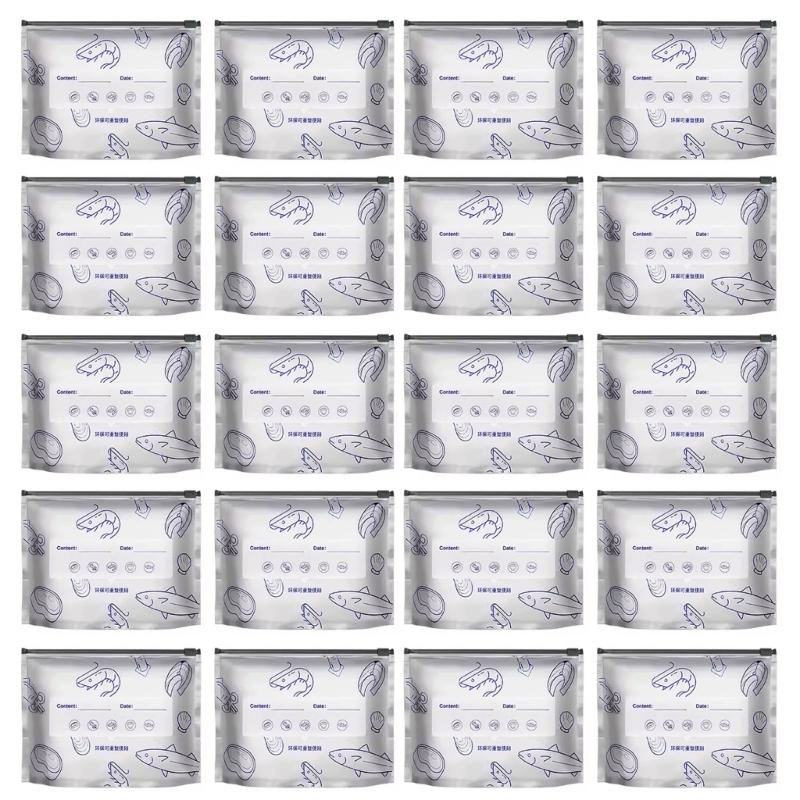 Heavy Duty Aluminum Foil Food Storage Bags Reusable Freezer Safe Leakproof Zippered Lock For Freshness Preservation