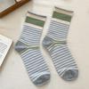 Sock Children's Cotton Summer and Spring Odor-resistant Mid-length Socks with Trendy Stripes, Long Socks, Summer Lightweight Pile-up Socks