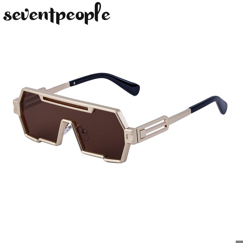 Steampunk Sunglasses Men  New Fashion Square Sun Glasses For Male Metal One-Piece Punk Sunglass Trendy Rectangular shades