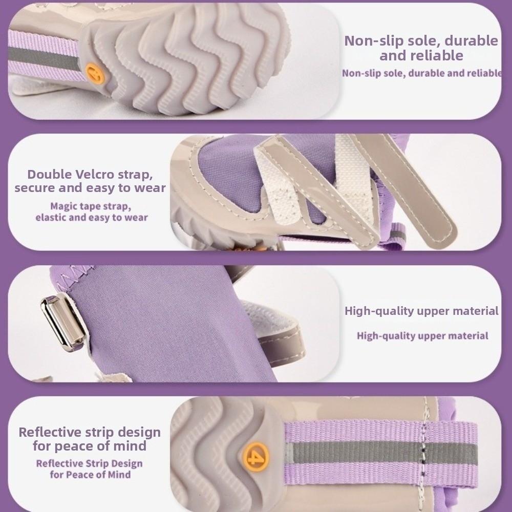 4pcs/set Warm Dog Cotton Shoes Breathable Soft Bottom Winter Dog Boots Anti-dirt Waterproof Non-Slip Dog Shoes for Puppy Dogs