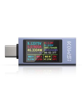 YEREADW Dwukierunkowy miernik mocy USB C z testerem multimetru prądu i napięcia z krzywą, metalowa obudowa, amperomierz, tester USB-C, wyświetlacz Type-C, 4-30V