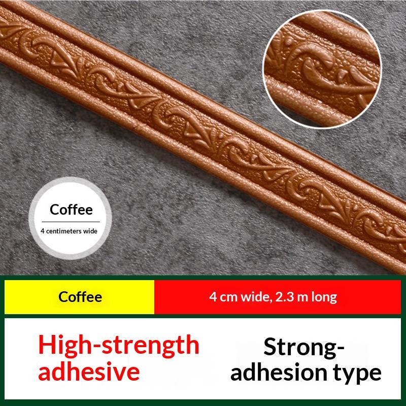 1Pc 2.3M 3D Self Adhesive Sticker Wall Trim Line Skirting Border Decor Household Living Room Diy Tv Background Stickers