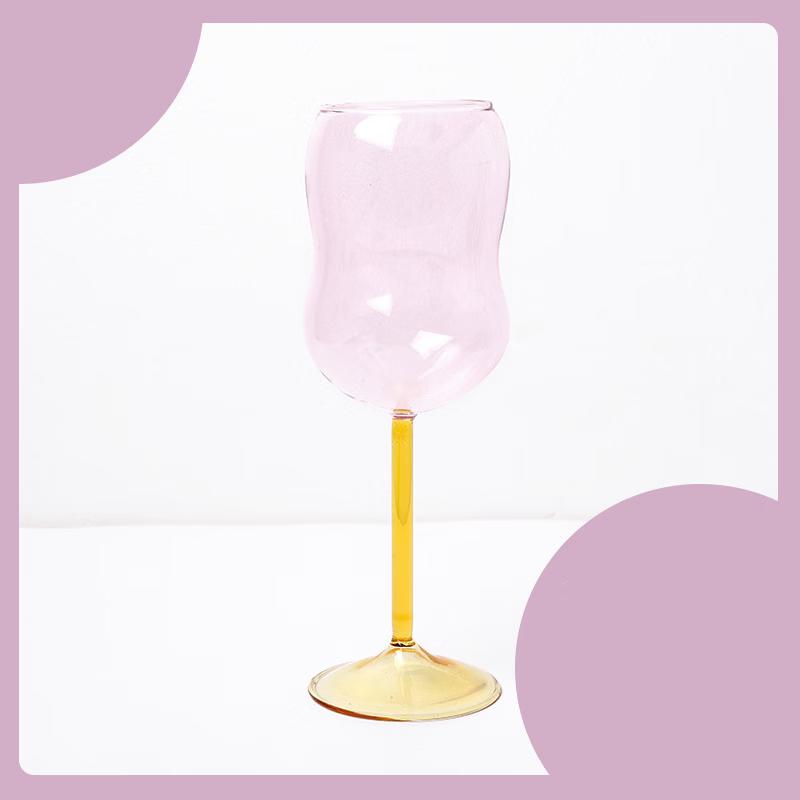 Chic Ins-Style Color-Block Stemmed Glass Cup