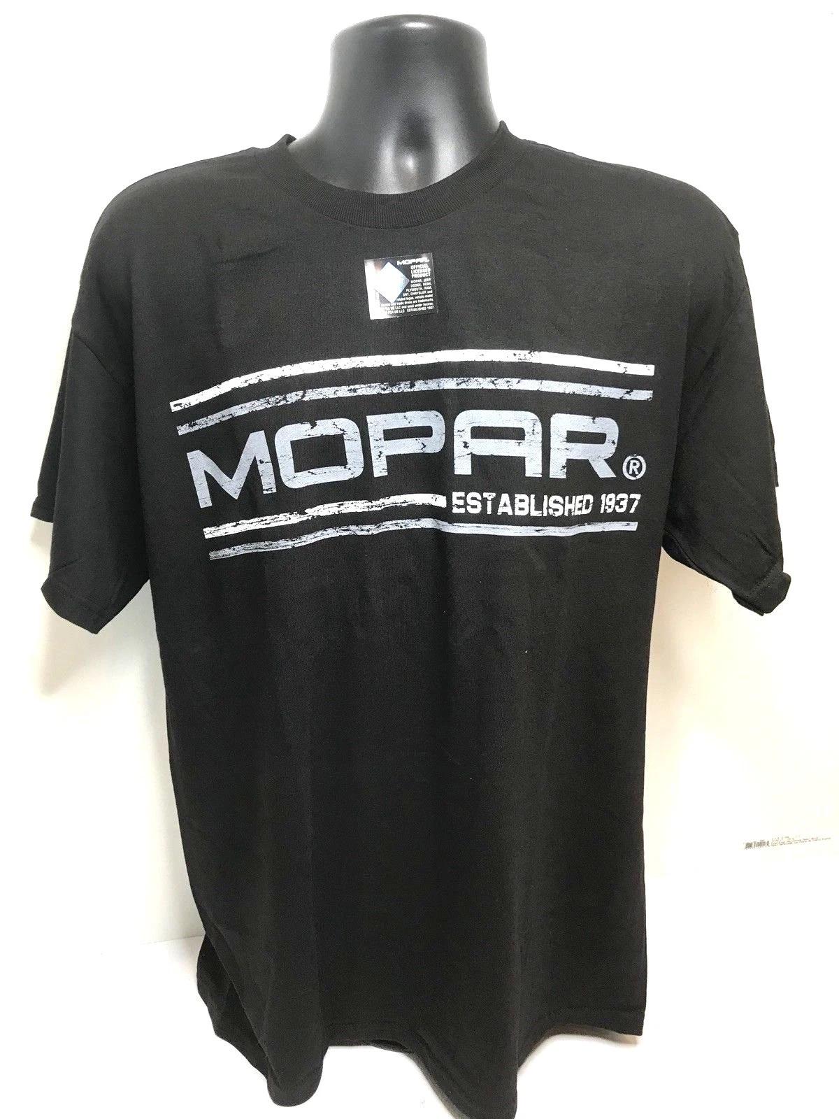 Black T-Shirt w/ White Mopar Established 1937 Emblem / Logo (Licensed) M