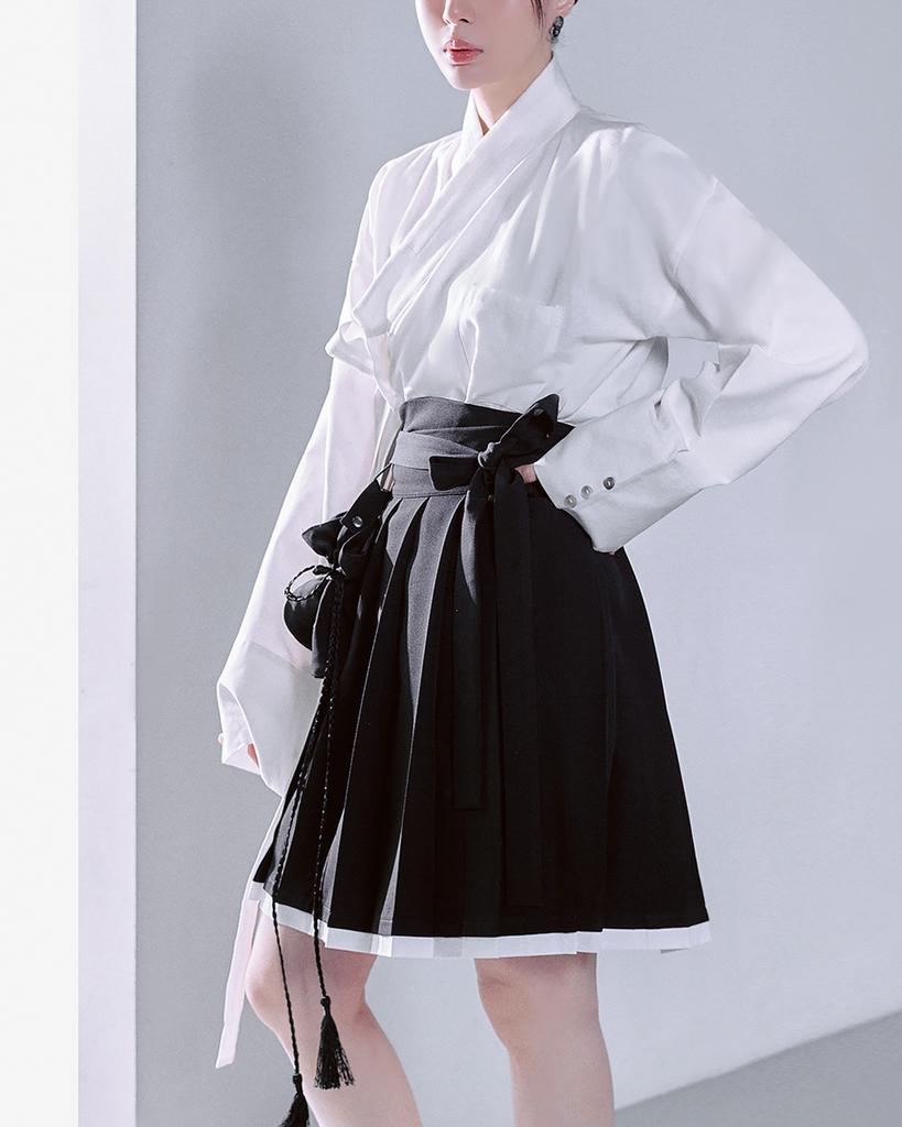 Tiemsseuli Goblin Fortune Pouch Pleated Wrap Skirt Black