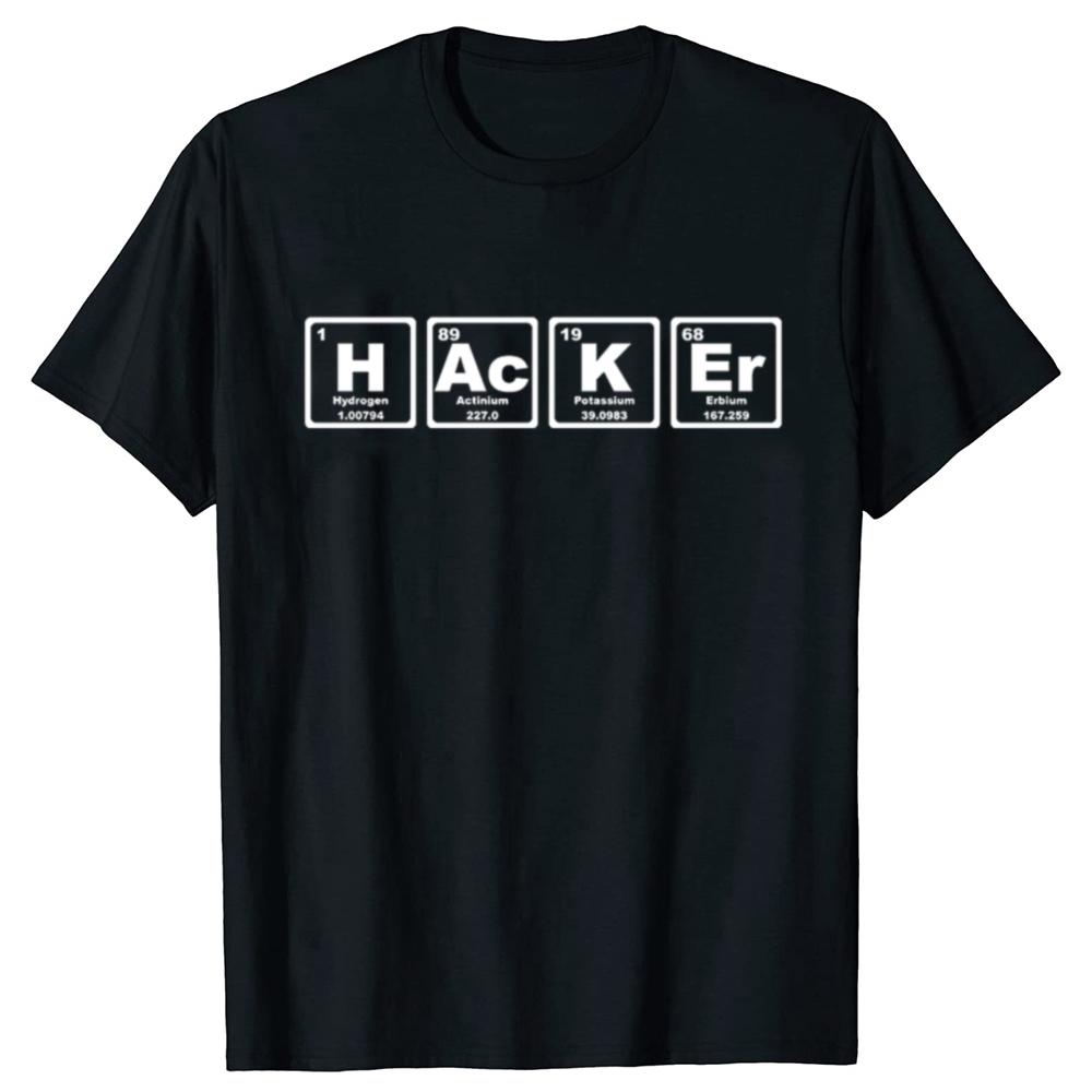 Hacker Periodic Table Security Professional Funny Programmer TShirt Short Sleeve Coder T Shirt Anime Graphic Tshirt Hip Hop