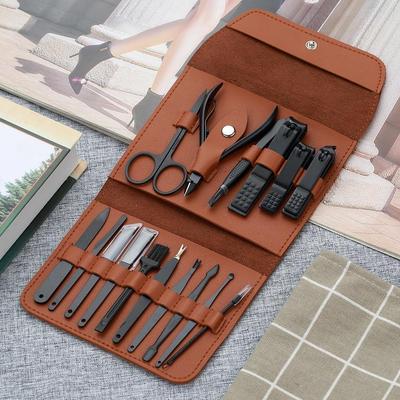 Manicure Set Nail Cuticle Pusher Remover Clipper Scissor Nipper Tweezer Picker Pedicure Nail Art Tools Kit Case