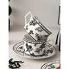 Black and White PatternCeramic Dishes and Plates Sets Korean Simple Retro Afternoon Tea Cup with Tray Special Tableware