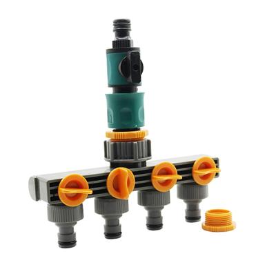 1 Set (3 pezzi) Connettore per tubo flessibile splitter per tubo dell'acqua a 4 vie con valvola di controllo dell'irrigazione Connettori rapidi per irrigazione da giardino