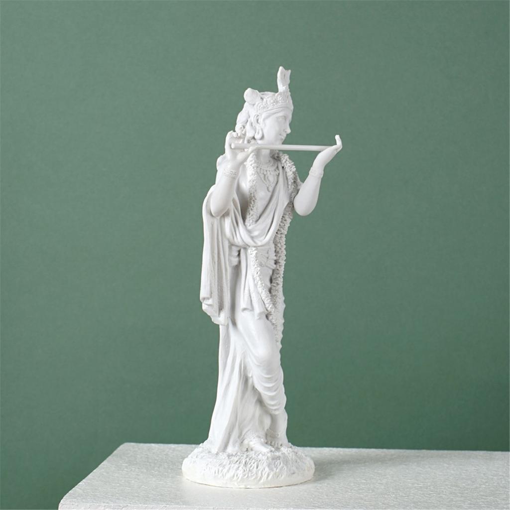 10Inch Krishna Statue Hindu God of Love Resins Sculpture Figurine Ornament for Home Temple Altar Desk Book Shelf Decors