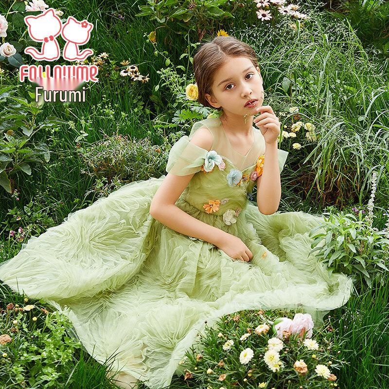 Girls' Forest Style Floral Princess Dress