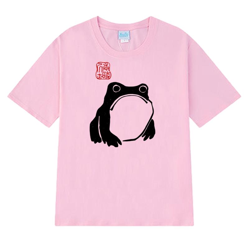 Vintage Unimpressed Frog Harajuku Graphic T Shirt Men Women Fashion Oversized Short Sleeve T-shirts Unisex 100% Cotton Clothing