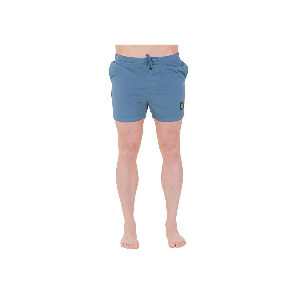STONE ISLAND Ss22 Solid Color Drawstring Mid-Rise Fitted Swim Shorts Men Swimwear Blue 7615B0643-V0046