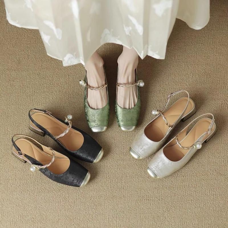 Fashion 2025 Spring Women Pumps Shoes Fashion Shallow Buckle Ladies Elegant Low Heel Shoes Thick Heel Round Toe Women's Mary Jane Shoes