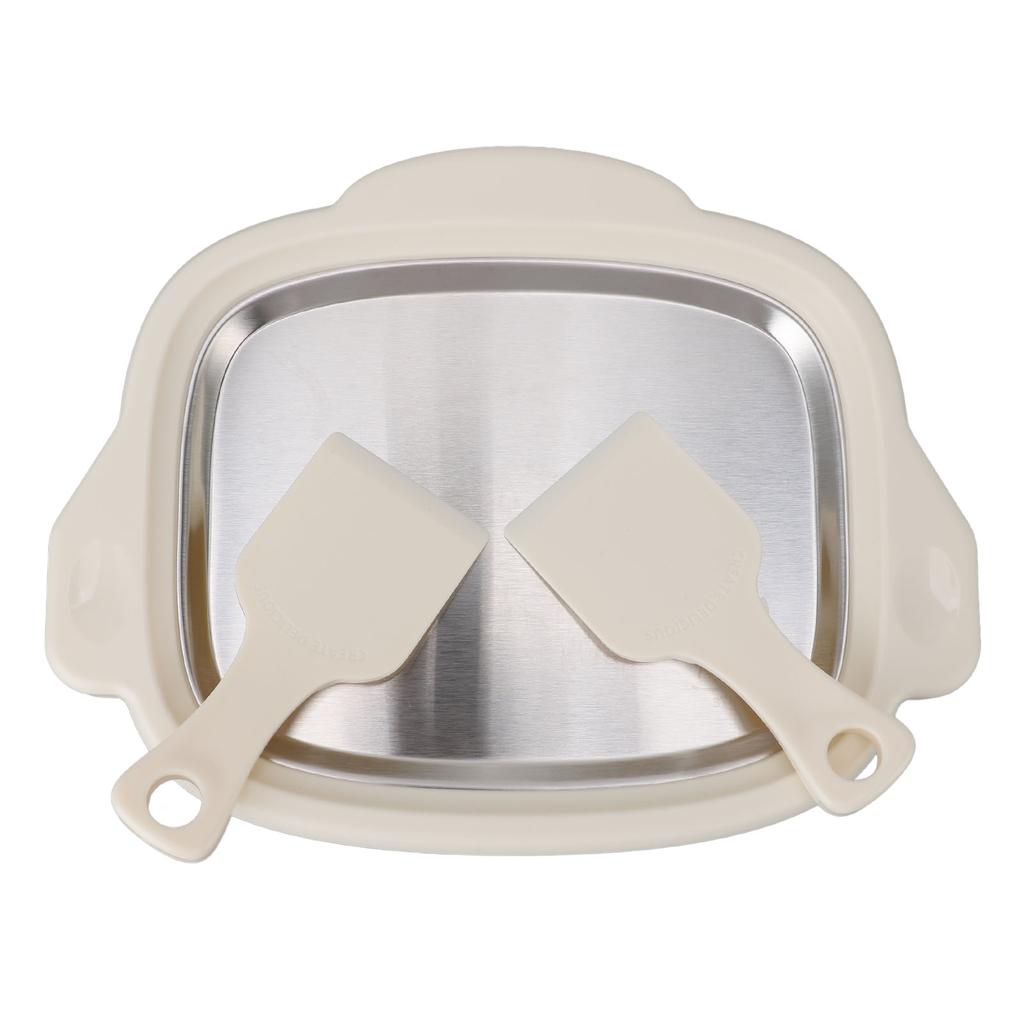 Ice Stir Frying Machine with 2 Shovels 304 Stainless Steel Plate Rolled Ice Cream Maker Fried Yogurt Machine for Home