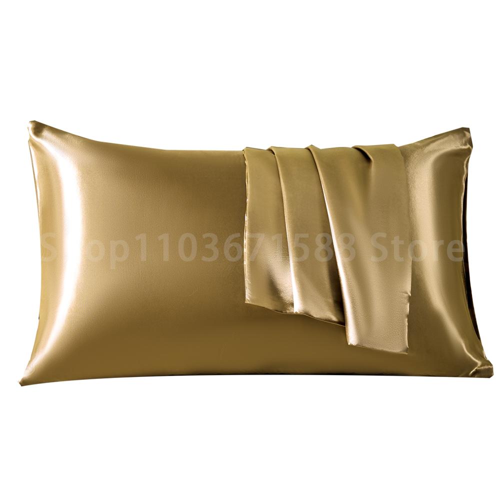 1pc Satin Pillowcase Breathable Soft Envelope Closure Satin Pillow Cases Solid Color Bedding Accessories Smooth Pillow Covers