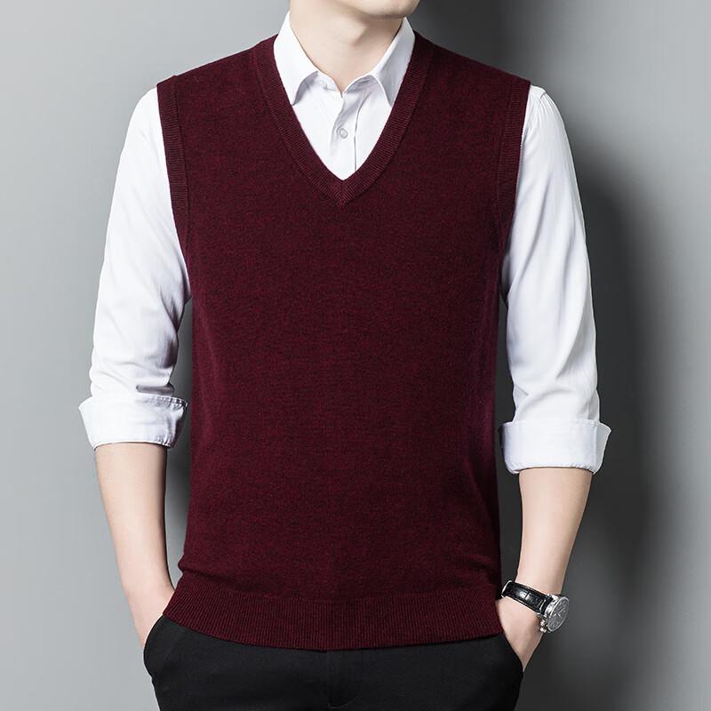 Yiliteng Men's Pure Wool V-Neck Thermal Vest