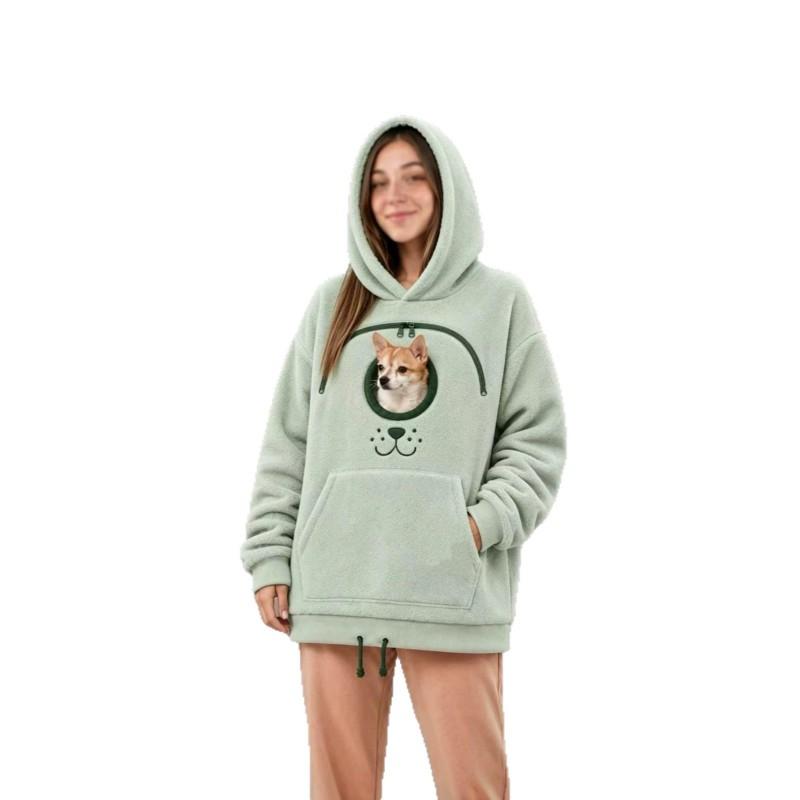 2026 Solid Color Hooded Pet Loose Fit Pullover Sweatshirt Unisex Casual Top