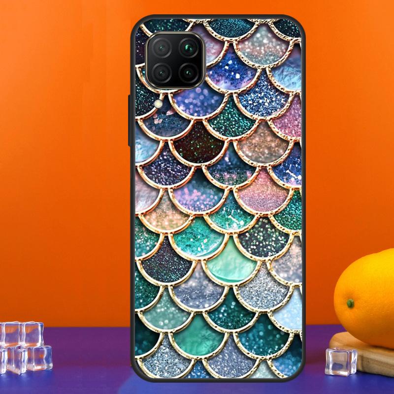 Watercolor Faux Mermaid Scales For Huawei Nova Y90 Y91 Y60 Y70 Y72 Y61 9 10 SE 12i 12s 11i 5T P60 Pro P20 P30 P40 Lite Case